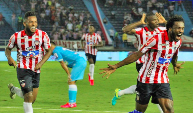 Didier Moreno celebra su gol con Junior (Foto: Twitter).