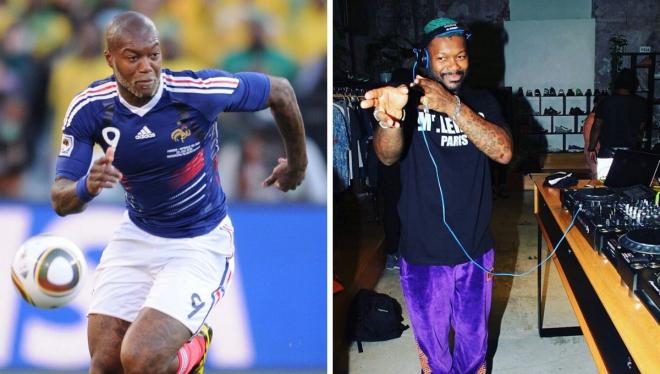 Djibril Cissé, con la camiseta de Francia y como DJ.