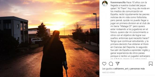 Mensaje de Fran Marmolejo en Instagram.