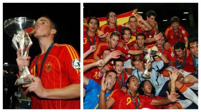 Aarón Ñíguez, junto a la selección española campeona de Europa sub 19 en 2007 (Foto: Twitter A