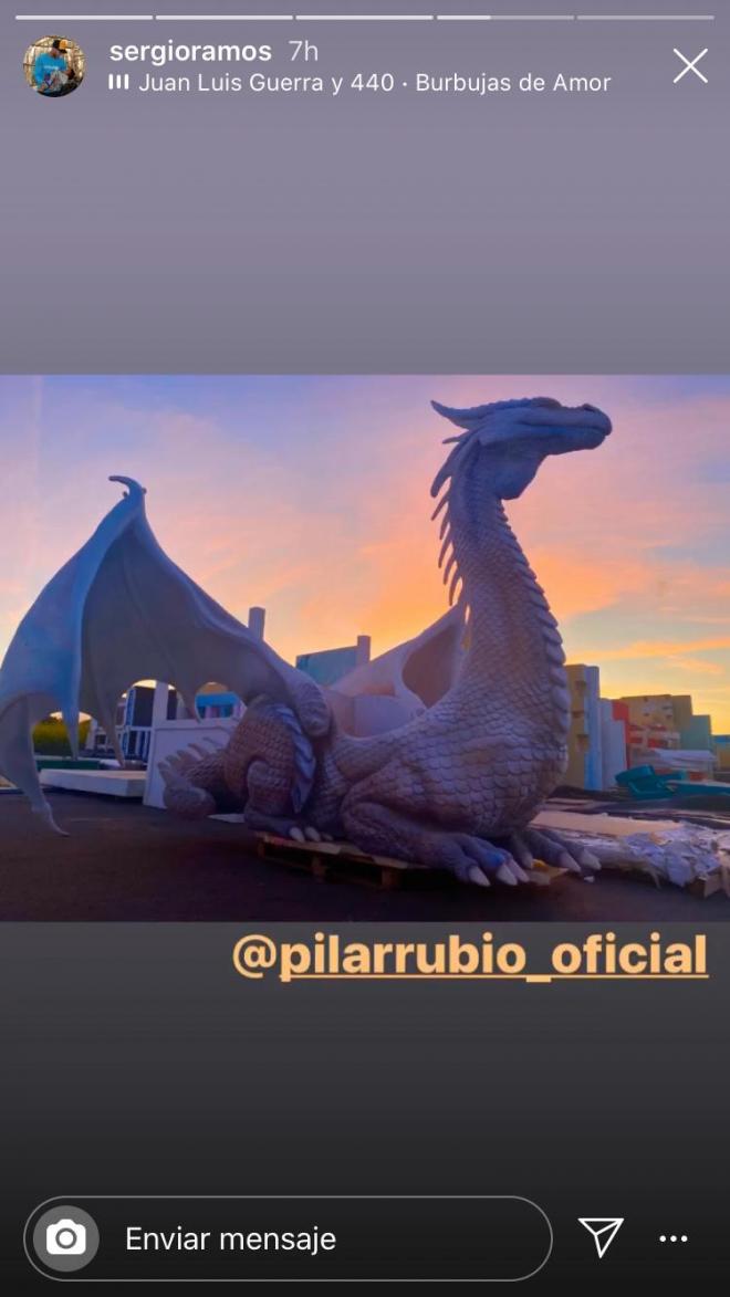 Sergio Ramos recuerda en Instagram el dragón de su boda con Pilar Rubio.