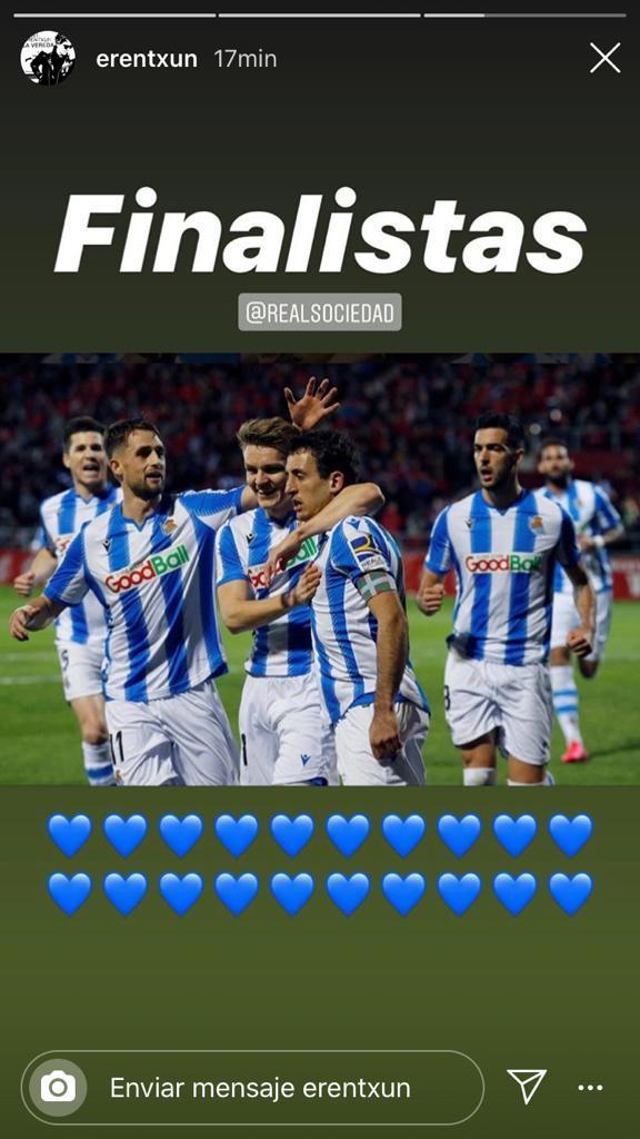 Felicitación de Mikel Erentxun a la Real Sociedad tras su clasificación para la final (Foto: Instagram).
