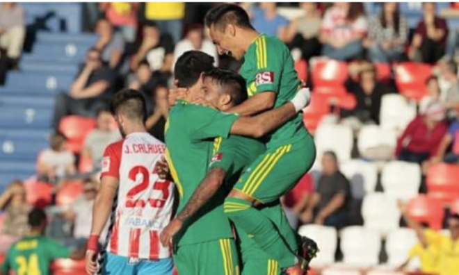 Imagen del Lugo-Cádiz de la temporada 2016/17 con la celebración de los cadistas.