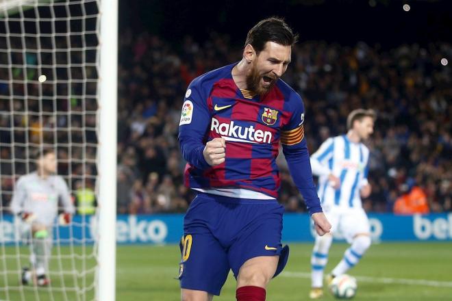 Leo Messi celebra el gol de la victoria ante la Real (Foto: EFE).