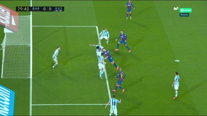 Penalti pitado contra la Real en el Camp Nou.