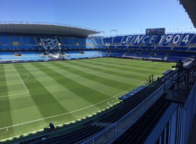 La Rosaleda, en la previa de un partido.