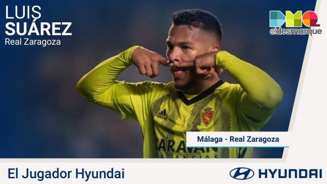 Luis Suárez, Jugador Hyundai del Málaga-Real Zaragoza.