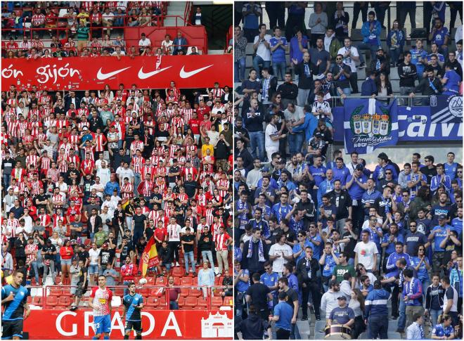 Aficionados del Sporting y el Oviedo (Foto: Luis Manso.