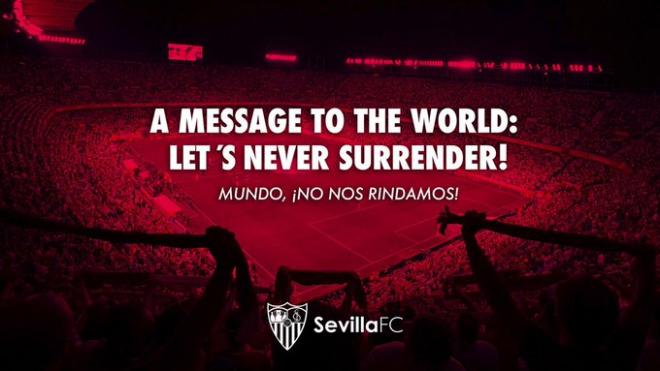 Mensaje del Sevilla FC sobre el coronavirus.