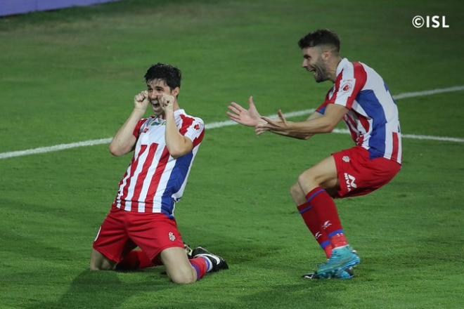 El exzaragocista Edu García celebra un gol con el ATK.