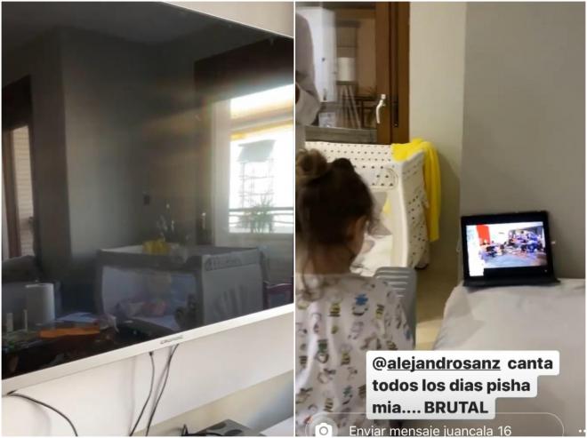 Cala y su familia, con la televisión rota, disfrutan del concierto virtual de Alejandro Sanz (Foto: @juancala_16).