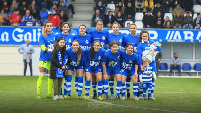 Las jugadoras del Dépor Abanca antes de un partido en Abegondo (Foto:RCD)