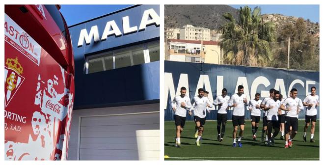 El Sporting, entrenando en el Anexo de La Rosaleda el 16 de marzo del año pasado (Fotos: Málaga C