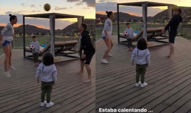 La familia juega al balón en casa (Fotos: Instagram).