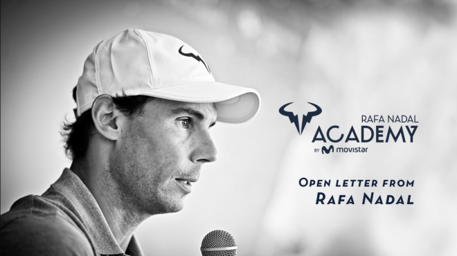 La imagen de la carta abierta de Rafa Nadal (Foto: @rnadalacademy).