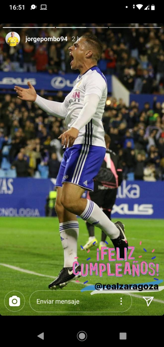 Jorge Pombo felicita al Real Zaragoza.