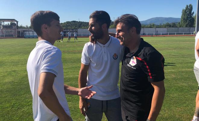 Julio Hernando, con el Deportivo de la Coruña, junto a Moyano y Toni Villa (Foto: RealValladolid).