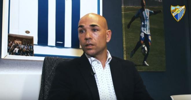 Manolo Gaspar, en el vídeo compartido con el Málaga tras su ratificación como director deportivo