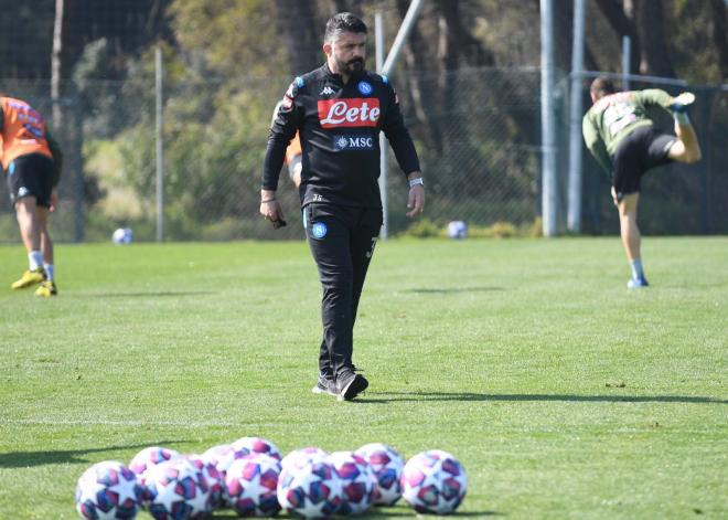 Genaro Gattuso, técnico del Napoli, en un entrenamiento (Foto: SSC Napoli).