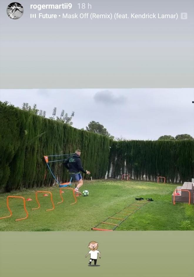 Roger Martí se ejercita en su casa. (Foto: @rogermartii9)