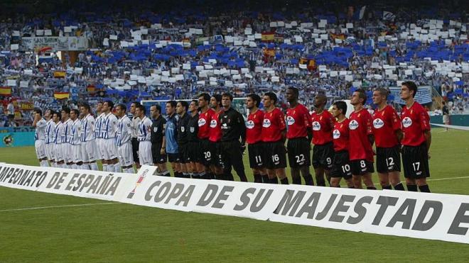 Onces iniciales del Recreativo y del Mallorca en la final de Copa del Rey del año 2003.