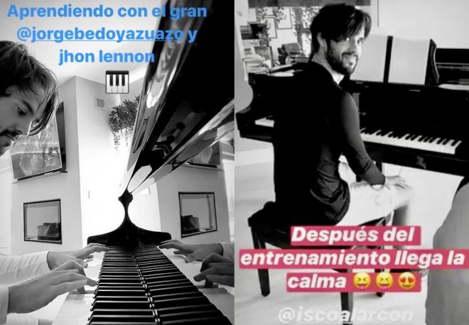 Isco, tocando el piano que tiene en su casa (Fotos: Instagram Stories).