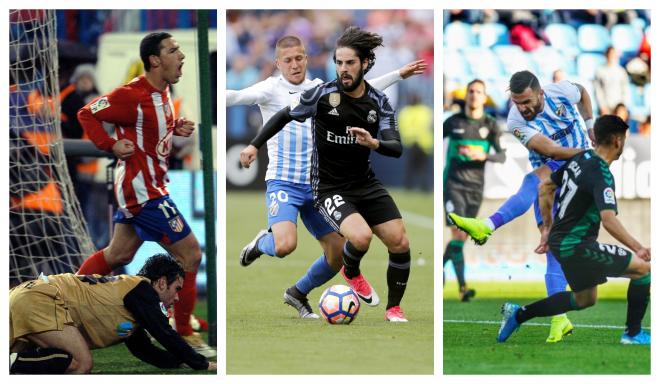 Imágenes de los tres partidos que recupera Movistar del Málaga (Fotos: Efe).