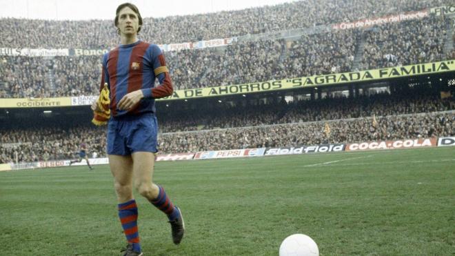 Johan Cruyff, el día de su debut con el Barcelona.