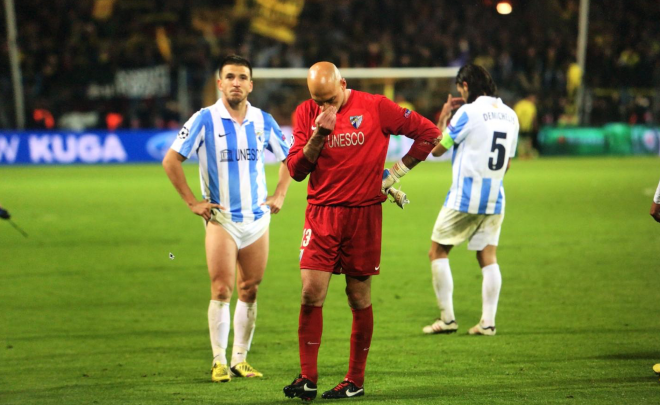 Willy, desconsolado, después del Dortmund-Málaga.