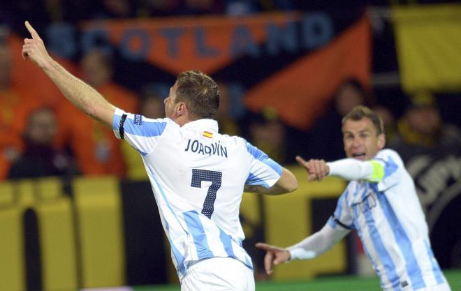 Joaquín, festejando su gol en Dortmund (Foto: EFE).