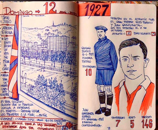 Viñeta del Diario ilustrado del actual directivo del Athletic Club Tomás Ondarra.