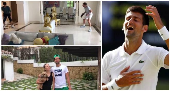 Djokovic, y algunas imágenes de su confinamiento.