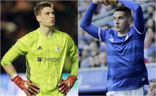 Andriy Lunin y Javi Hernández.