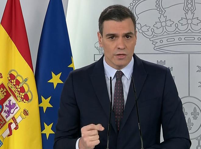 Pedro Sánchez, en una comparecencia para anunciar una nueva prórroga del estado de alarma.