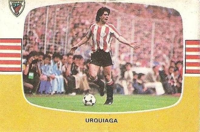 Cromo de Santi Urkiaga en la época del Athletic campeón de Javier Clemente.