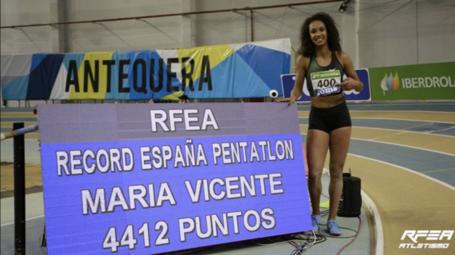 María Vicente, el día que se hizo con el récord de España de pentatlón.
