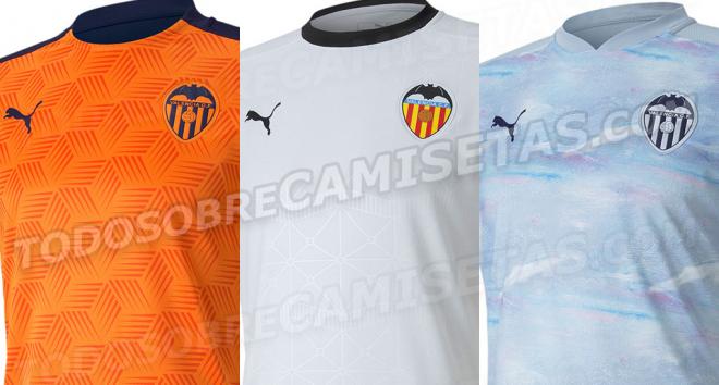 Camisetas del Valencia CF para la temporada 2020-2021.