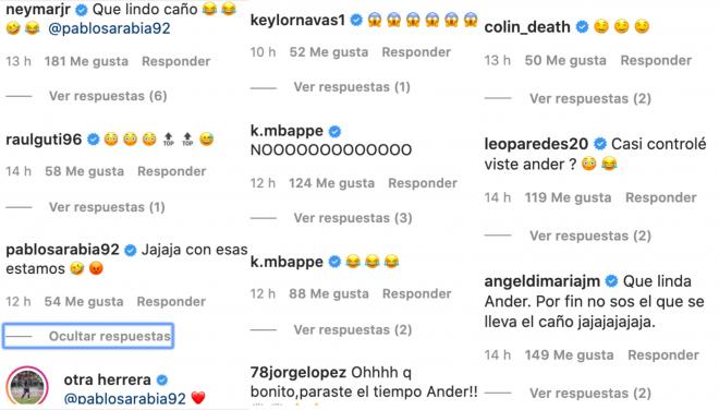 Las respuestas en Instagram al troleo de Ander Herrera a Pablo Sarabia.