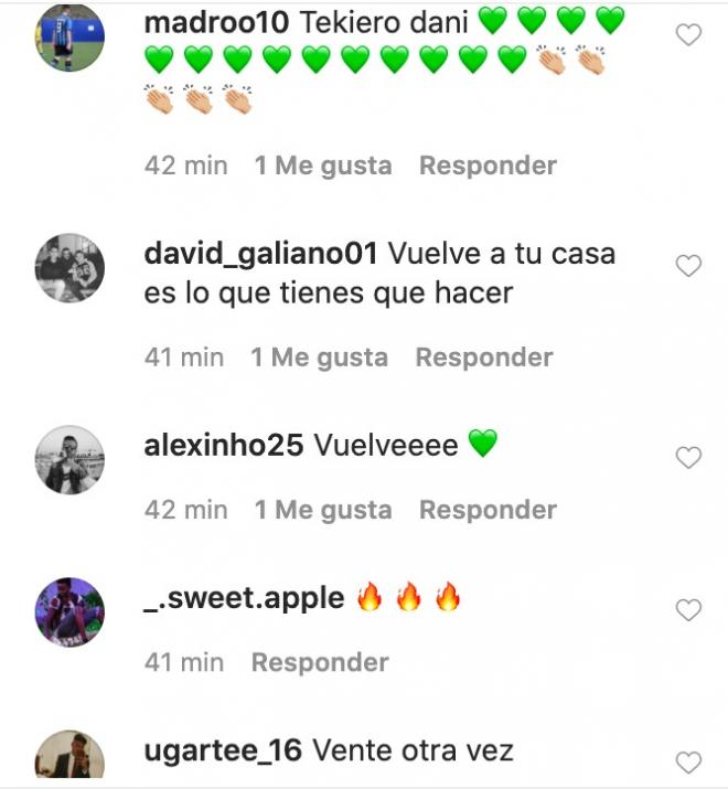 La gente le pide en Instagram a Dani Ceballos que vuelva al Betis.