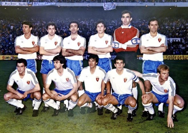 El XI del Real Zaragoza en la final de Copa del Rey de 1986 (Foto: @Olympia_vintage)