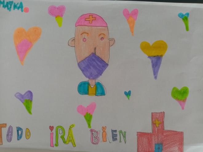 Uno de los dibujos que han recibido en el Hospital Infanta Elena.