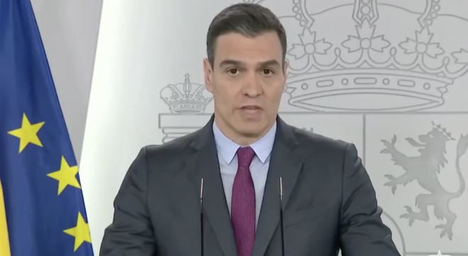 Pedro Sánchez, durante la rueda de prensa en La Moncloa de este martes.