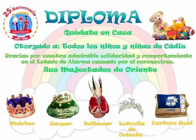 El diploma que otorgan a los niños de Cádiz.