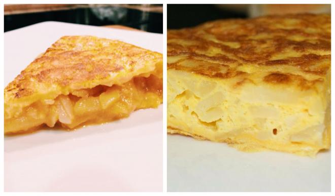 Dos tipos de tortilla de patatas.