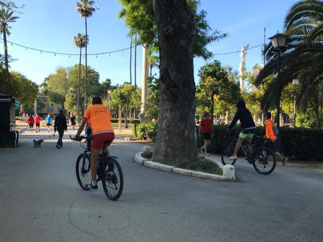Dos ciclistas en Sevilla (Foto: Kiko Hurtado).