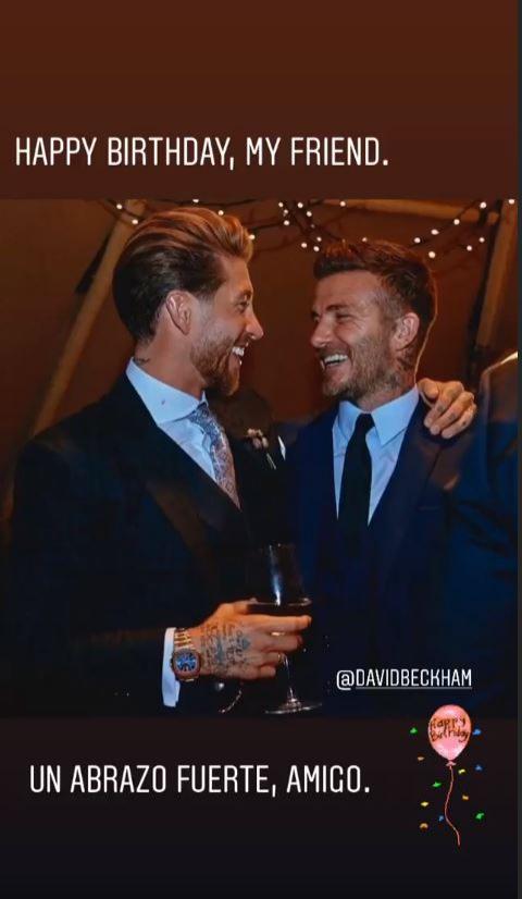 Sergio Ramos felicita a David Beckham por su cumpleaños.