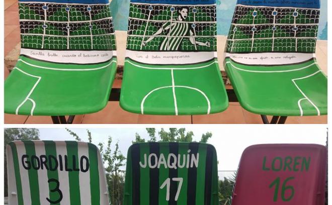 Asientos decorados con motivos del Betis.