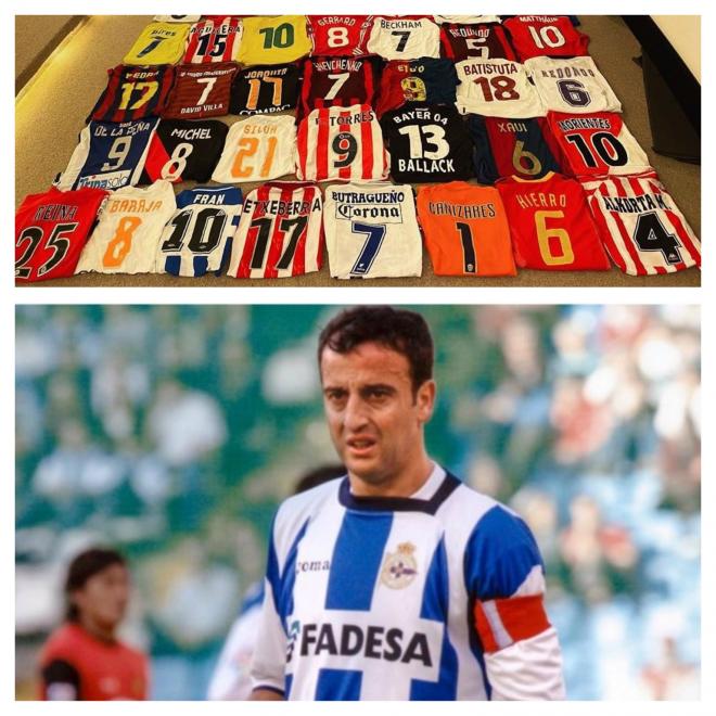 Colección de camisetas de Raúl y el deportivista Fran González.