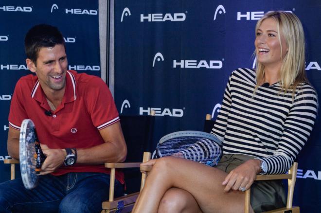 Novak Djokovic y Maria Sharapova, durante un acto promocional.