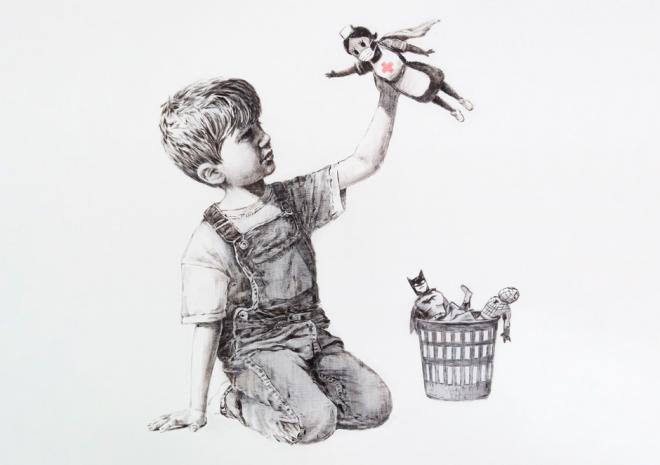 El mural de Banksy en un hospital de Southampton.